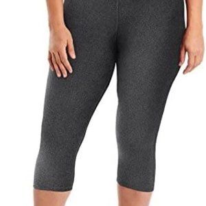 JUST MY SIZE Women's Plus Size Active Stretch Capri 3X Granite Heather Gray